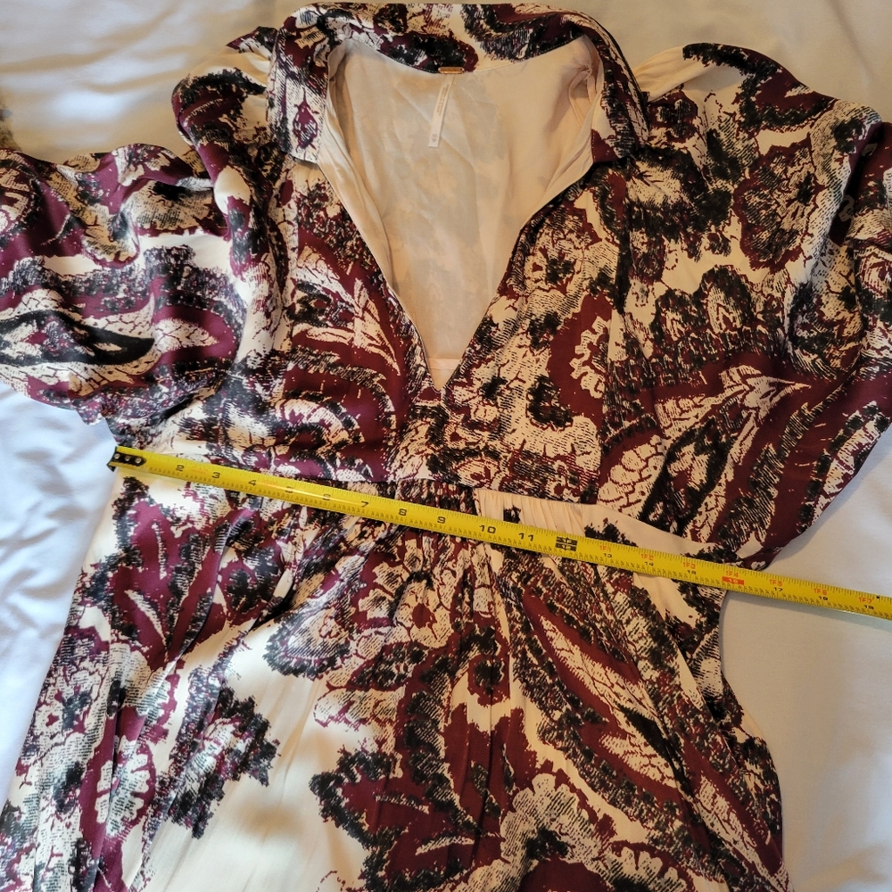 Free People Say You Love Me Boho Paisley Mini Dress Long Sleeve V-Neck Babydoll - Picture 6 of 11